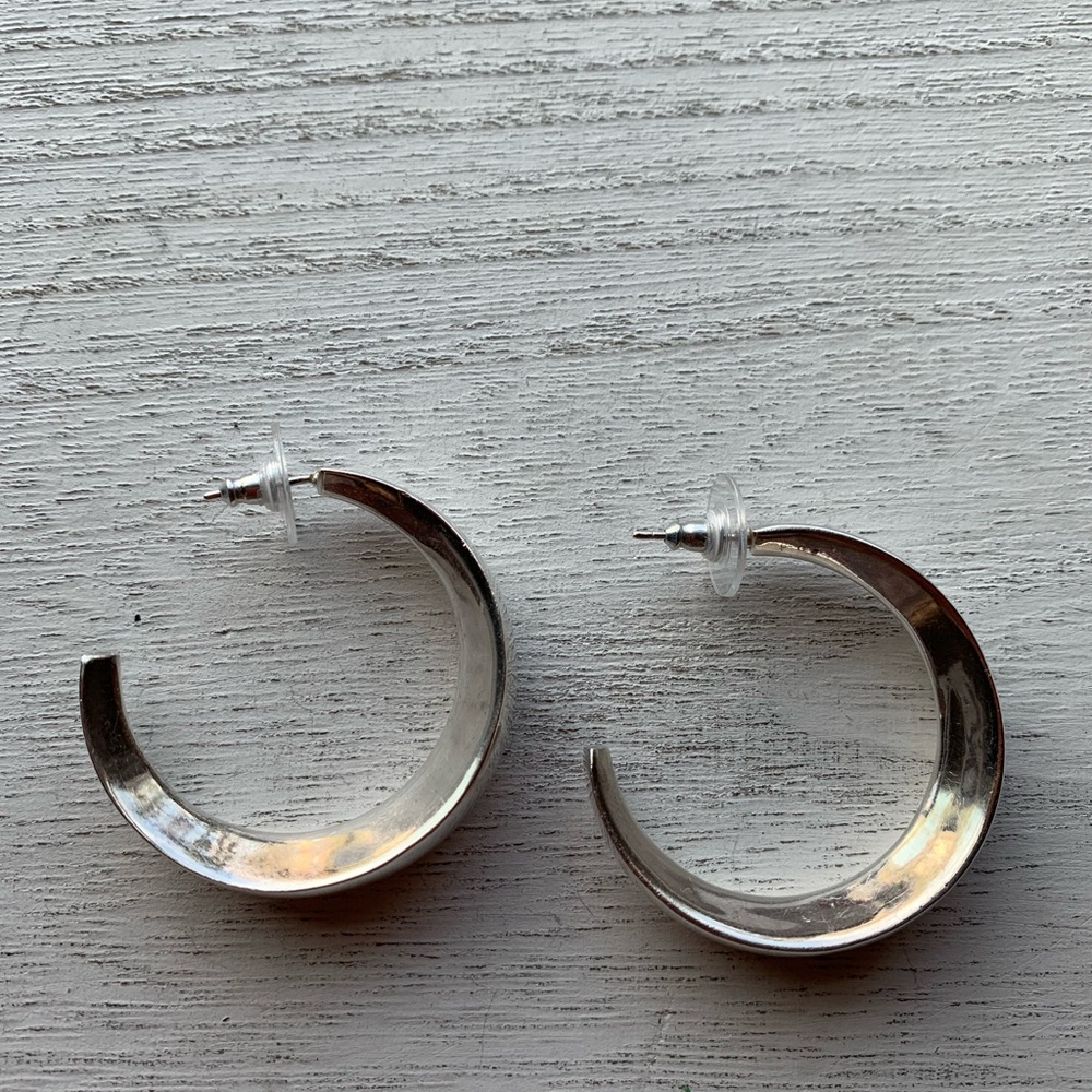 Silver Hoop Pierced Earrings - 1 1/2”